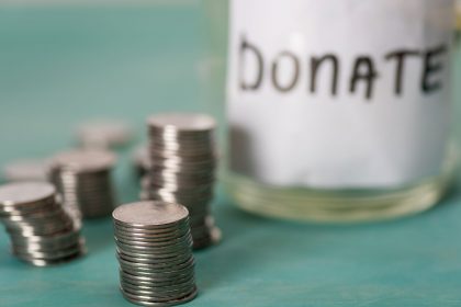 Coins and donate jar