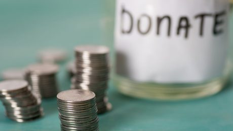 Coins and donate jar
